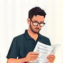 Step 2 icon: Person reading a document or manual graphic